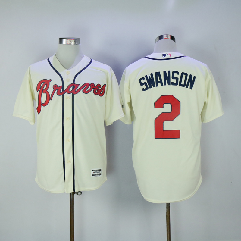 2017 MLB Atlanta Braves #2 Swanson Cream Game Jerseys->->MLB Jersey